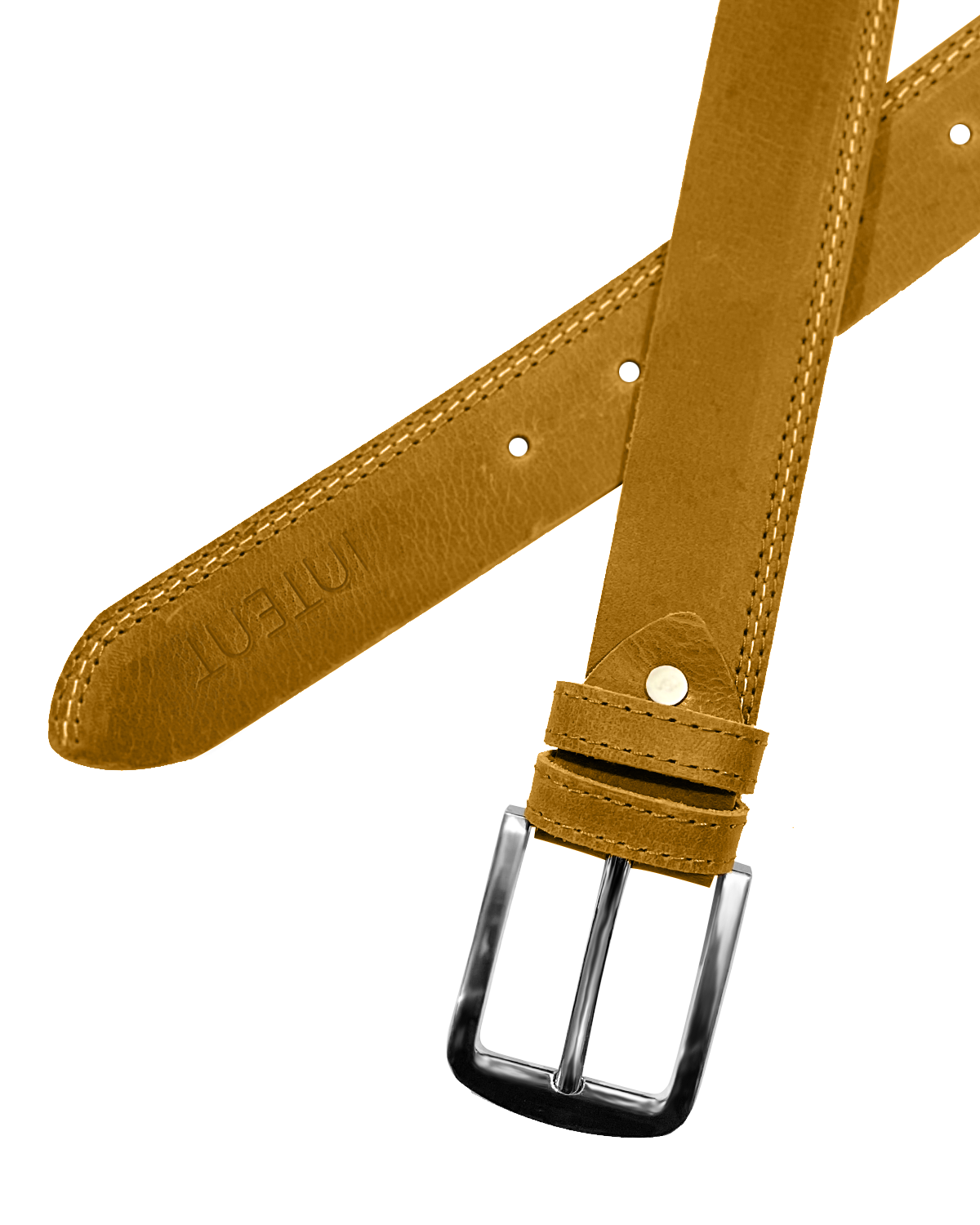 Brown Pure Leather with Contrast Stitching